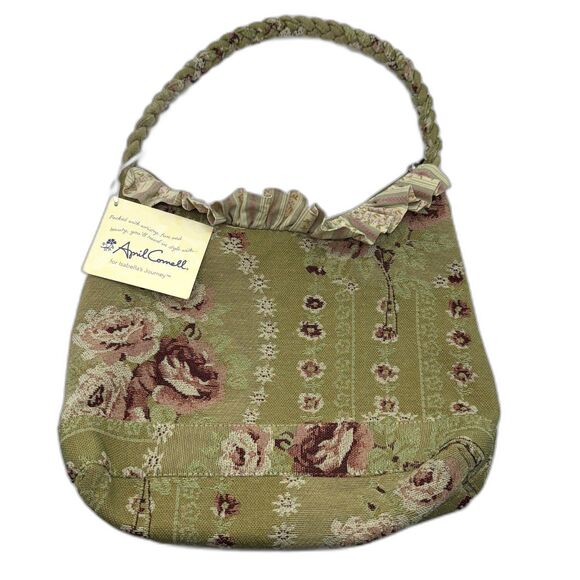 Vintage Deadstock April Cornell Poetry Shoulder Bag - Green Rose Floral - Picture 2 of 5